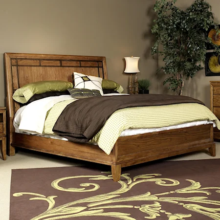 King Panel Bed w/ Metal Accented Headboard